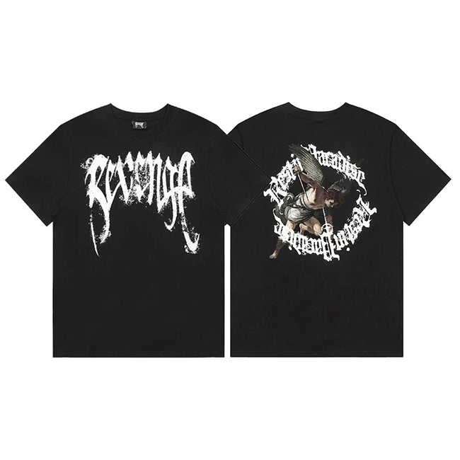 Revenge Angel / Religious Circle Arch Logo Short Sleeve T-Shirt Black Hover Image