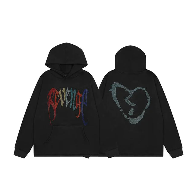 Revenge Rhinestone Broken Heart Arch Logo Pullover Hoodie Hover Image