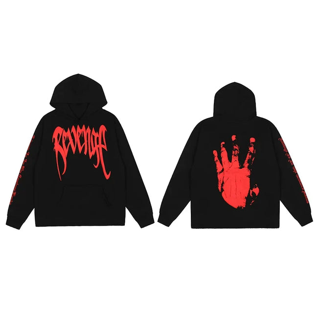 Revenge Classic Hand Graphic Pullover Hoodie Black/red Hover Image