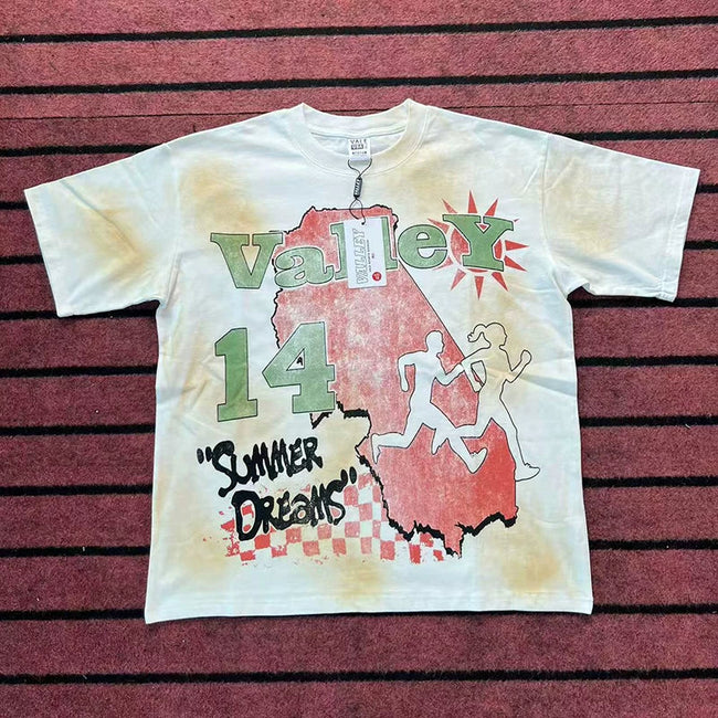 Valleydream White Summer Dreams Retro Stained Vintage T-Shirt Hover Image