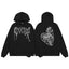 Revenge Rhinestone Spiderweb Heart Arch Logo Pullover Hoodie grey