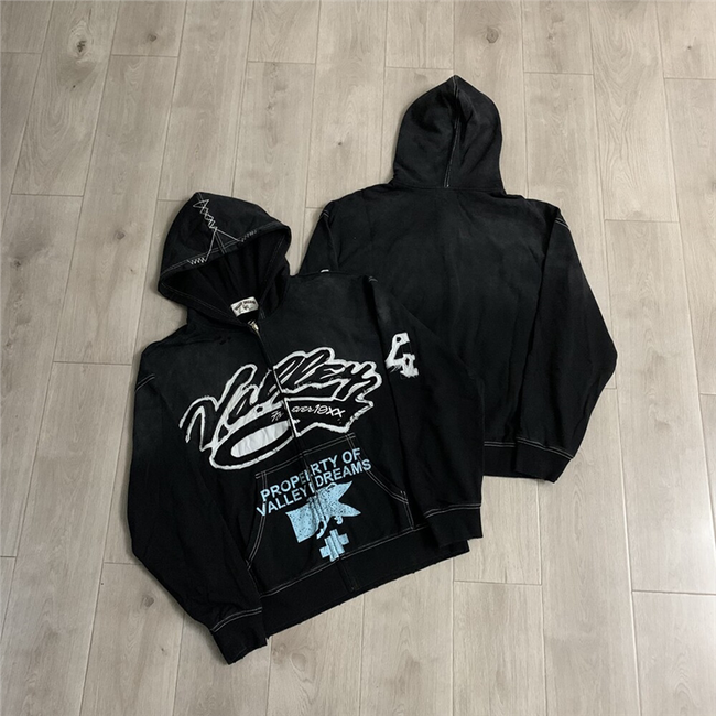 VALEFOREVER Black Valley Sketch Graphic Zip Up Hoodie Hover Image