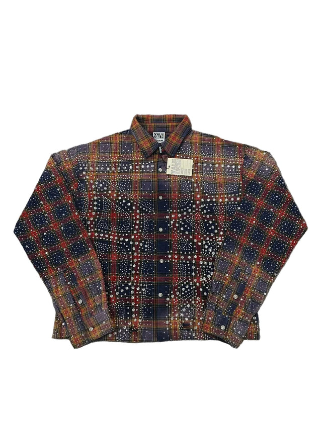 Vale Earth Tone Tartan Studded Long Sleeve Shirt Hover Image