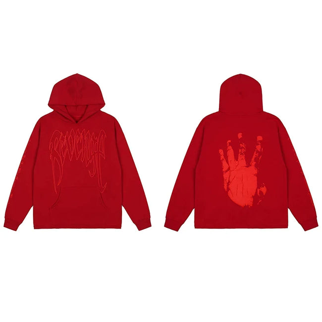 Revenge Classic Hand Graphic Pullover Hoodie red Hover Image