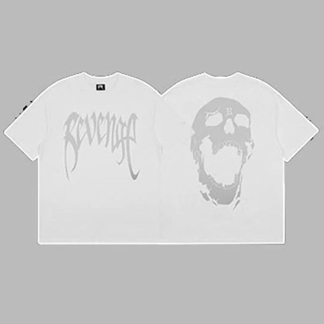 Revenge Arch Logo & Skull Graphic Short Sleeve T-Shirt White Hover Image