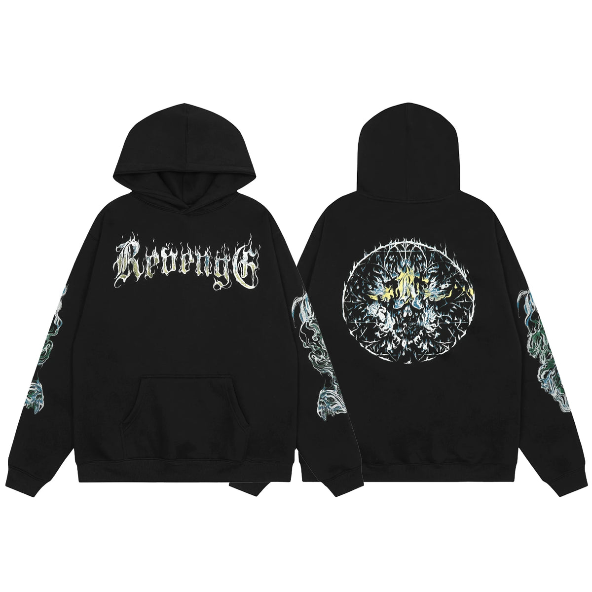 Revenge Black Dark Gothic Circle Arch Logo Pullover Hoodie