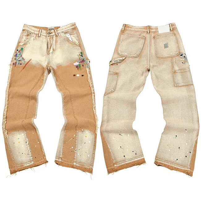 Gallery Dept. Distressed Graphic Patch Paint Splatter Cargo Pants Hover Image