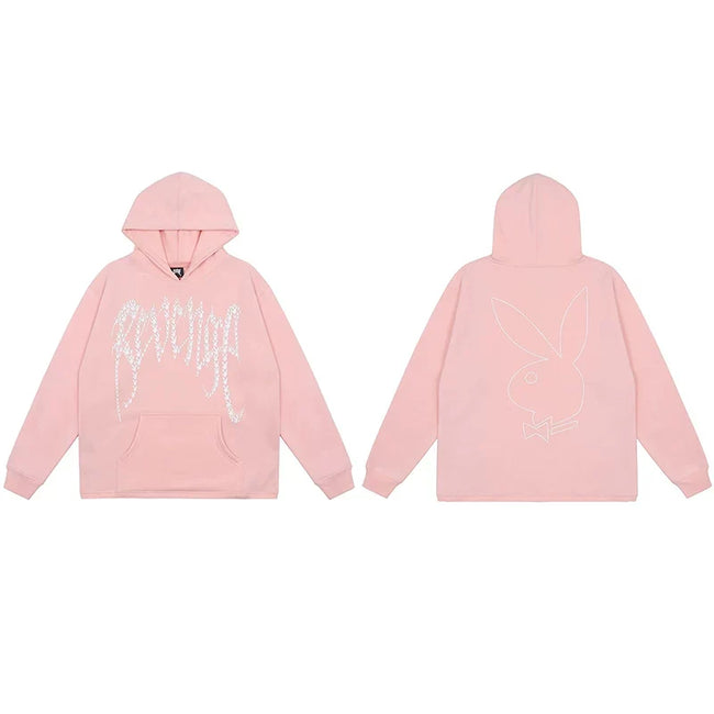 Revenge x Playboy Rhinestone / Outline Bunny Arch Logo Pullover Hoodie Pink Hover Image
