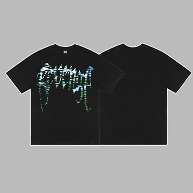 Revenge Blue & Green Gradient Arch Logo Short Sleeve T-Shirt (Black) Hover Image