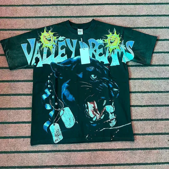Valleydream Black Panther Head Valley Dreams Sun Graphic Vintage T-Shirt Hover Image
