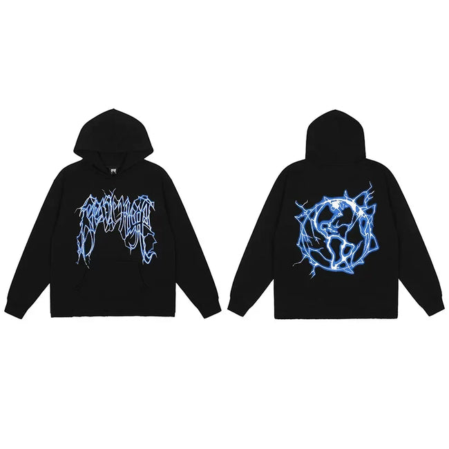 Revenge Earth Lightning Arch Logo Pullover Hoodie Black/blue Hover Image