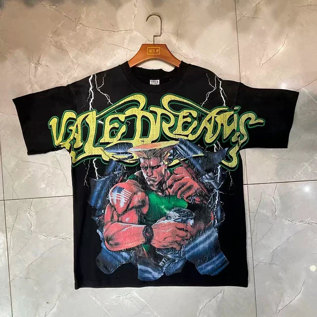 Valleydream Black Boxing Athlete Graffiti Letter Vintage T-Shirt Hover Image