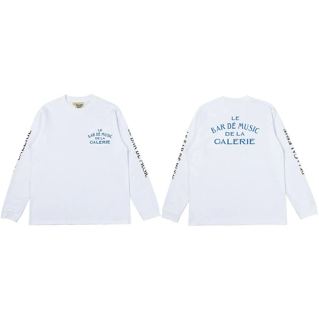 Gallery Dept. Le Bar De Music Sleeve Print Long Sleeve T-Shirt - White/Blue Hover Image