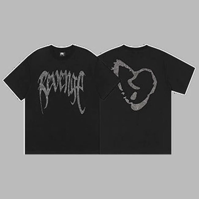 Revenge Arch Logo & Heart Outline Graphic Short Sleeve T-Shirt Black Hover Image