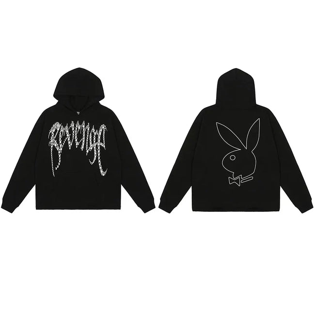 Revenge x Playboy Rhinestone / Outline Bunny Arch Logo Pullover Hoodie Black Hover Image
