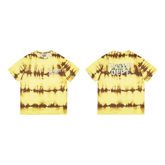 Gallery Dept. Stripe Tie-Dye Short Sleeve T-Shirt - Yellow/Brown Hover Image