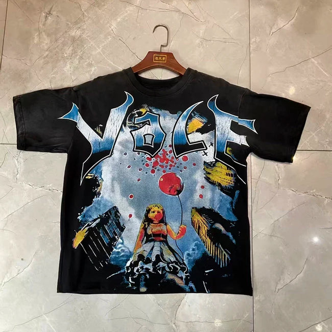 Valleydream Black Fantasy Character Retro Vintage Graphic T-Shirt Hover Image