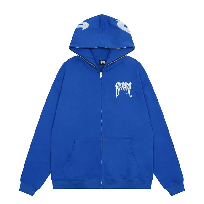 Revenge Gothic Arch Logo Zip-Up Hoodie - Royal Blue Hover Image