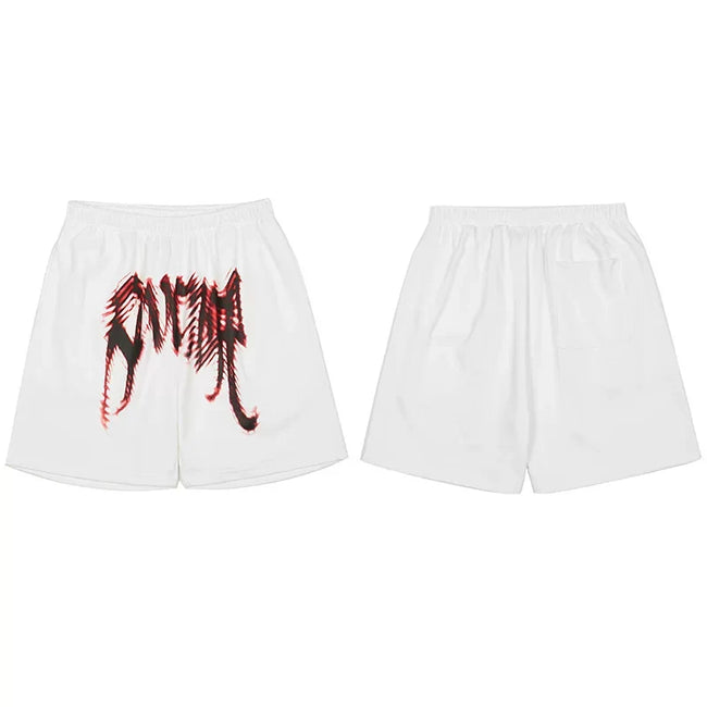 Revenge Red Skeleton Gothic Logo Shorts - White Hover Image