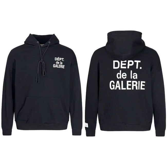 Gallery Dept Dept de la Galerie Black Hoodie White Print Hover Image