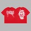 Revenge Smoke & Ink Skull Graphic Short Sleeve T-Shirt  Red
