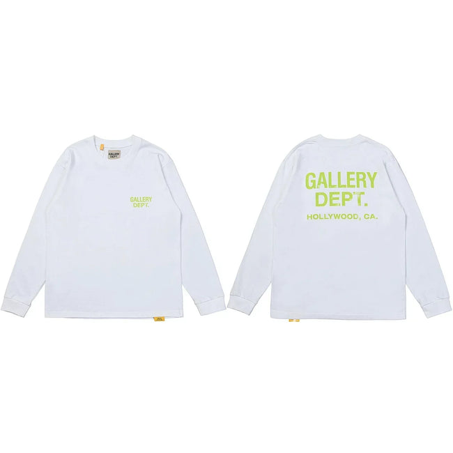 Gallery Dept. Hollywood Logo Long Sleeve T-Shirt - White/Neon Yellow Hover Image