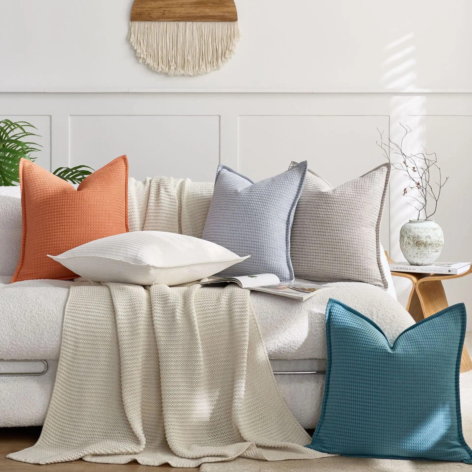 Waffle Textured Pillow Cover