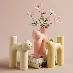 Marbly Cat Porcelain Vase