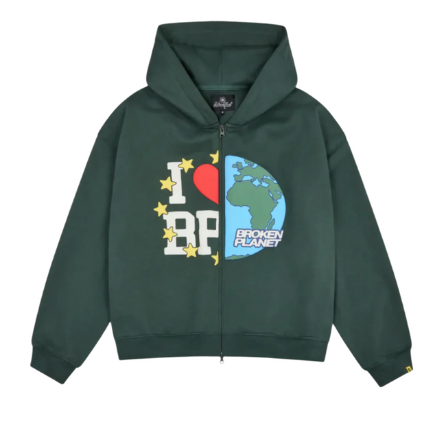 Broken Planet Market My Planet Zip Up Hoodie Emerald Green Hover Image