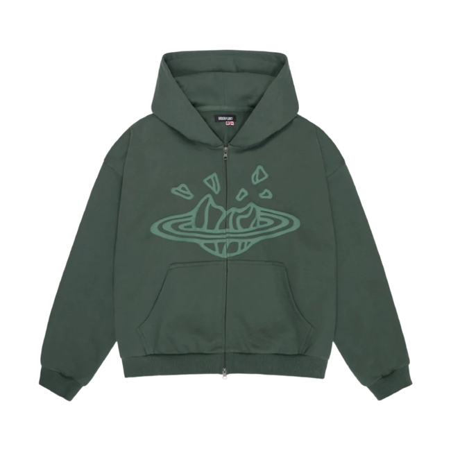 Broken Planet Zip Up Hoodie Emerald Green Hover Image
