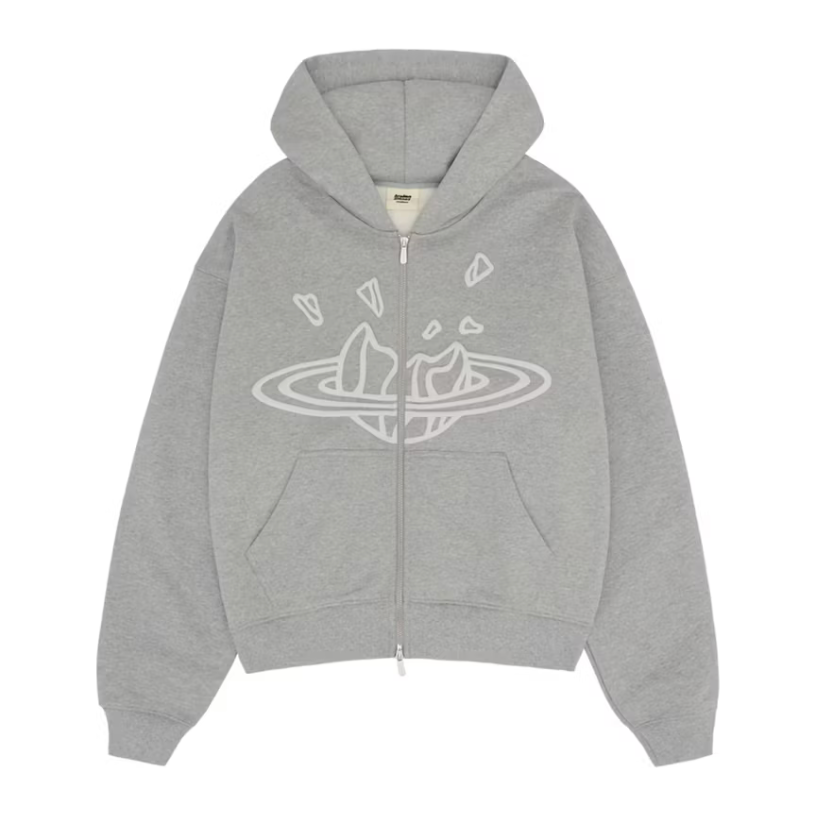 Broken Planet Zip Up Hoodie Heather Grey