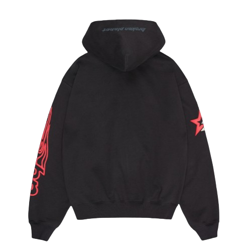 BROKEN PLANET MARKET 'BP PERFORMANCE' ZIP-UP HOODIE (BLACK INFRARED) Main Image