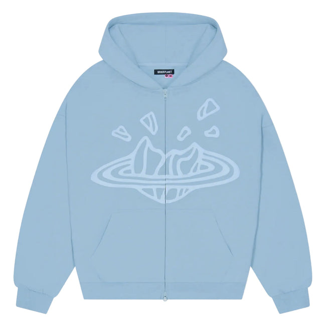 Broken Planet Market Sky Blue Zip Up Hoodie Sky Blue Hover Image