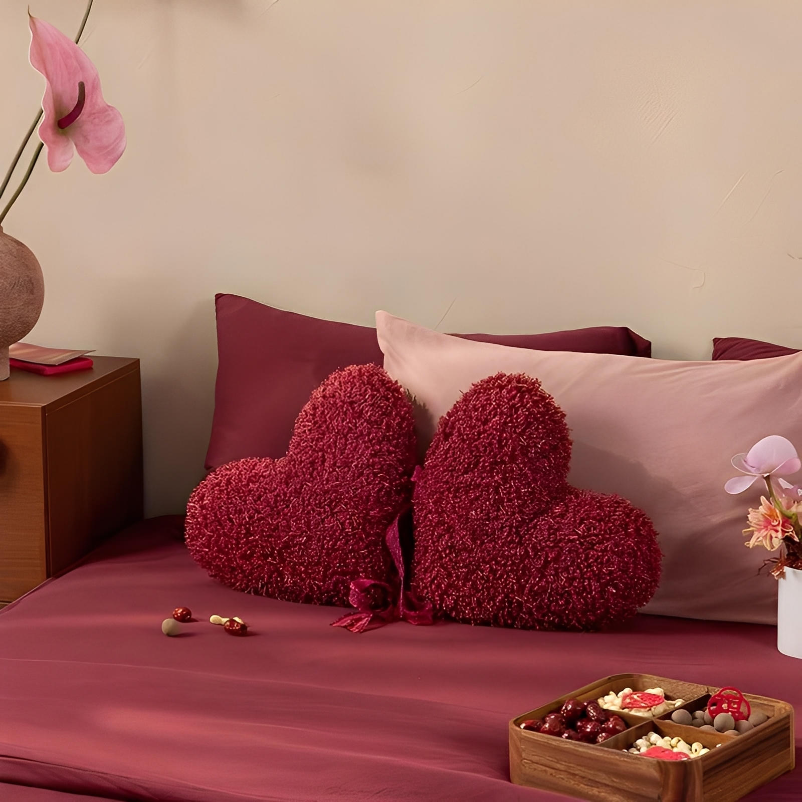 Crimson Heart Love Pillows